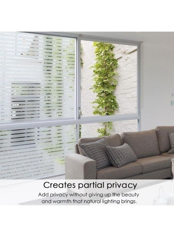 غشاء زجاج مزخرف للخصوصية بتصميم ذاتي اللصق للمكتب وغرفة الاجتماعات والمنزل والحمام والباب، سهل التركيب، شريط تحكم في الضوء، ستارة تعتيم الشباك 60 سم × 2.00 م - Image 1